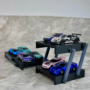 2 Pack 1:64 Transforming Stackable Parking Garage Display | Modular Diecast Stand for Hot Wheels, Matchbox & Tomica