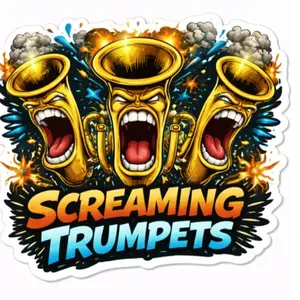 Screaming Trumpets Die-cut stickers Hilarious Prank Sticker