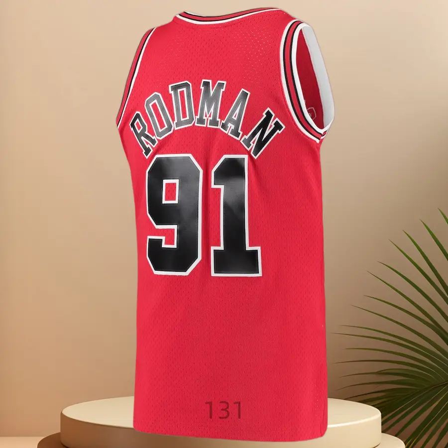 Dennis Rodman Men's Classic-Design Sleeveless stitched Retro Basketball Jerseys 1997-98 Red shirt