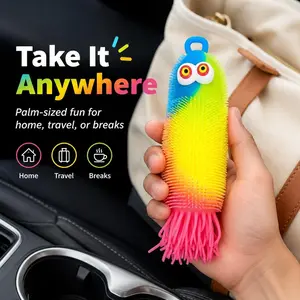 Light Up Squeeze Sensory Toy, Stretchy Squishy Fidget Toy with Soft Spiky Texture, Glow Stress Relief Toy for Kids Teens Adults, Fun Party Favor Gift
