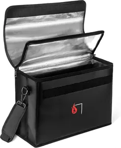 Fireproof Document Bag - Large (17" x 12" x 6") Fireproof  Storage for Binders, Legal Size Documents and Valuables, Heavy Duty Lightweight Briefcase for  or Office