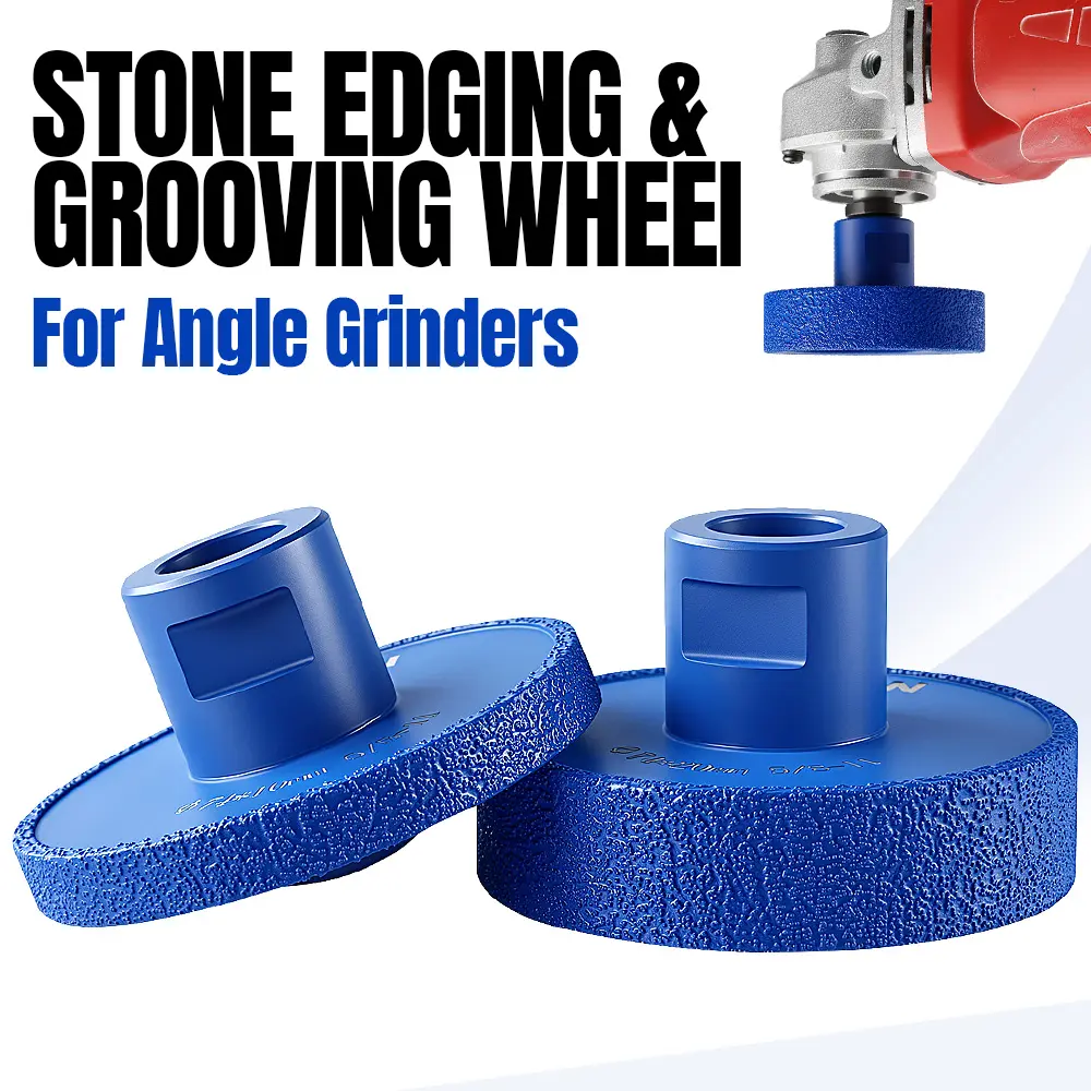 LOZLIN 3" Diamond Stone Edge Grinding & Grooving Wheel, 10mm/20mm 50 Grit Vacuum Brazed Disc, 5/8"-11 Thread for Angle Grinder, Granite Marble Quartz Countertop Profiling Tool