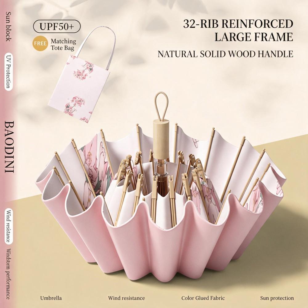 High aesthetic value, light luxury, 16 bone retro oil painting umbrella, thick and durable folding umbrella, color glue sun protection, sunshade umbrella, UV protection