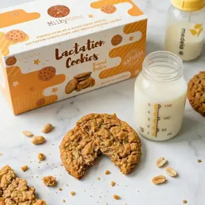 MILKY MAMA Peanut Butter Lactation Cookies to Boost Milk Supply | Lactation Support | Peanut Butter Flavored | Increase Milk Supply | Breastmilk Boosting Cookies | Breastfeeding Snacks | 1 Dozen