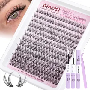 Lash Clusters Kit Wispy Eyelash Clusters Kit Natural Lashes Cluster Kit 10-16MM DIY Individual Lashes Extension Kit 216PCS C Curly Soft Band Eyelash Extensions at Home