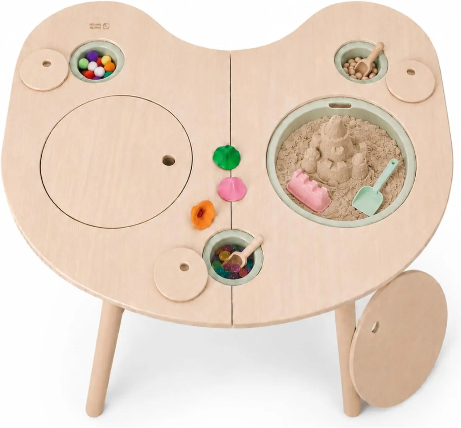 ComfyBumpy Montessori Sensory Table for Toddlers - Multi-Play Wooden Activity Table with 5 Bins & Lids for Sand, Water & Toys | Easy-to-Clean Premium Wood with Angled Legs for Sturdiness