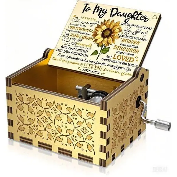 "Personalized Wooden Music Box with Colorful Engraving, You are My Sunshine Gift for Daughter, Birthday Christmas Valentine's Day Present, Handcrafted Musical Keepsake, Reusable Decorative Home Accent" Light Palm Ornaments