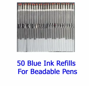 50 Blue Ink Refills for Beadable Pens - 2-1/2 Inches Long - Perfect for Writing Tasks - Fits Beadable Pens - Great Add-on Item