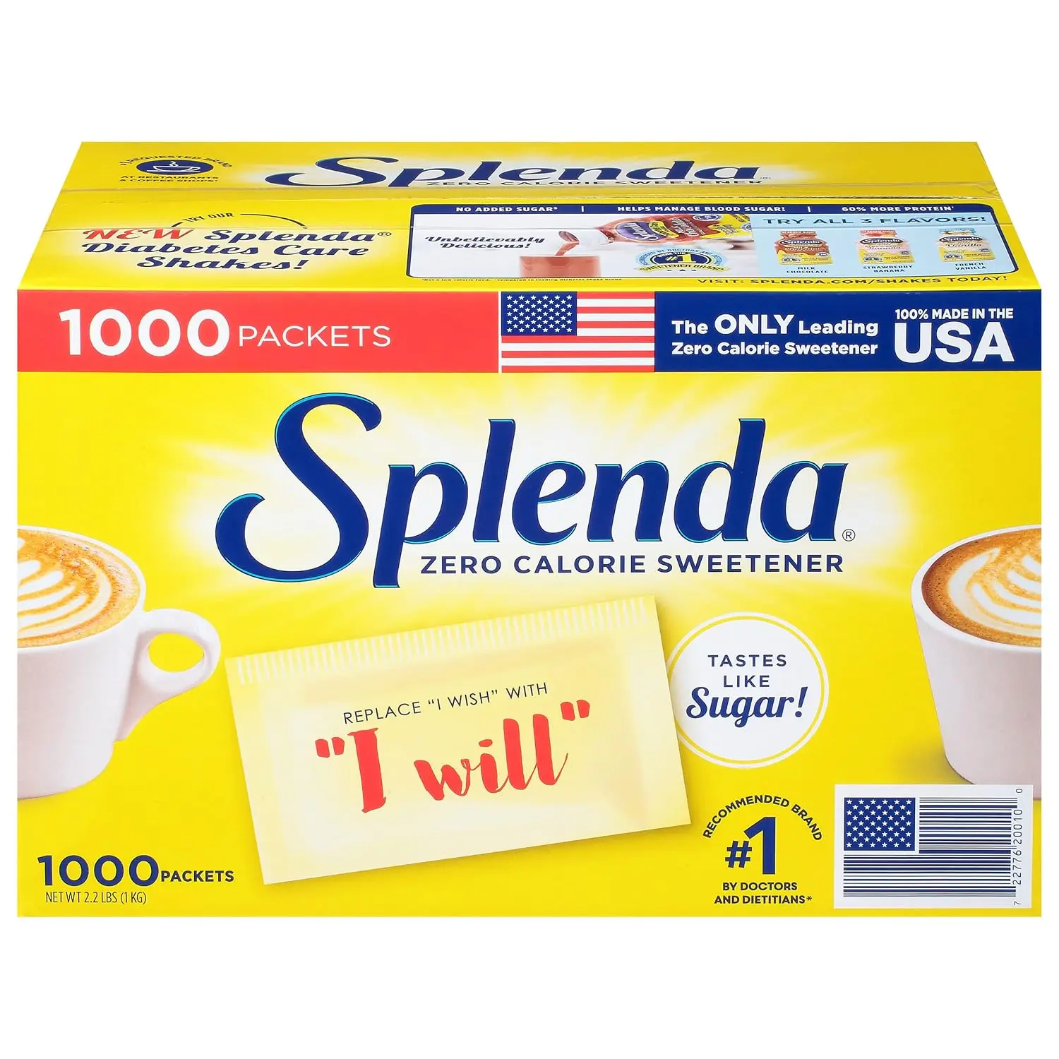 Splenda No Calorie Sweetener Value Pack, 1000 Individual Packets, 2.2 lbs,1000 Count (Pack of 1)