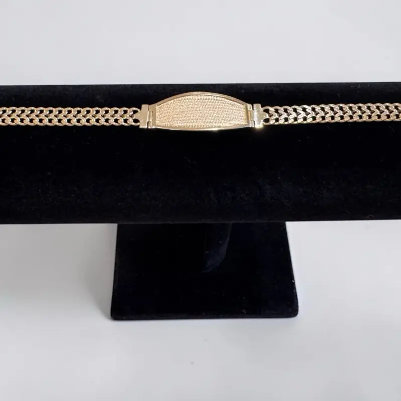 Esclava 7" Gold 14K Bracelet - Elegant Chain Design with Central Plate - Perfect for Everyday Wear