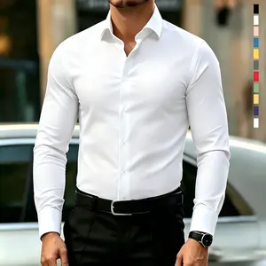 TOOTD Selected — Common Materials: Men’s slim-fit long-sleeve shirt; casual business button-front shirt suitable for semi-formal and business-casual occasions; men’s dress shirt lining; solid-color pointed-collar button-front long-sleeve shirt.