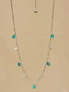 Women's Simple Mint Zircon Bell Necklace, Luxury Platinum Plated Collarbone Chain, Casual All-Season Jewelry