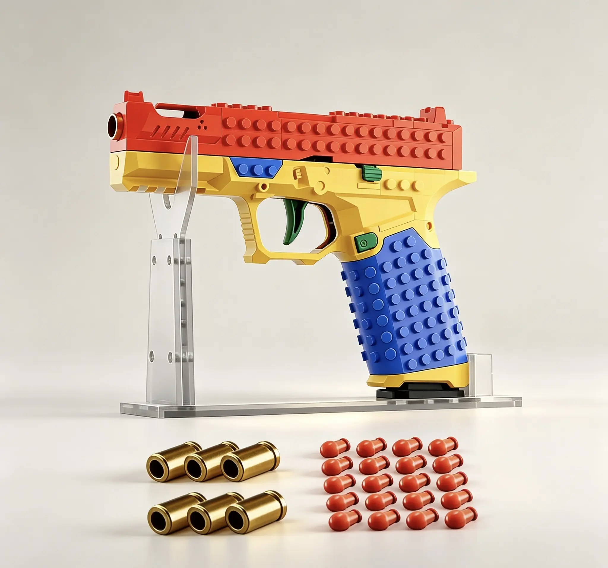 SIG17 DIY Mechanical Blocks Blaster Toy - ABS Plastic Foam Dart Launcher, Safe EVA Foam Darts, Collectible Assembly Model, Outdoor Play Set, Ideal Gifts for Boys & DIY Enthusiasts Ages 10+ (Birthday/Holiday)