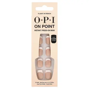 OPI On Point, Instant Press-On Mani, Short Length, Fluent In French, 27 Piece Kit