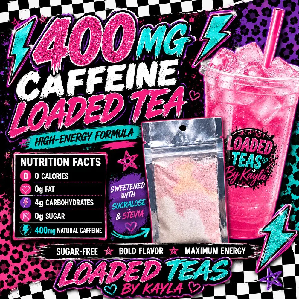 2X the Energy Loaded Tea. 400 MG Caffeine in each loaded tea. Each tea sold separate.  This contains 1 ready to mix and drink loaded tea. Made with sugar free beverage enhancers. B3, B6, B12 Vitamins Minerals and Antioxidants. Give it a try.