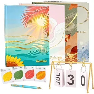 4 Pack Lined Journal Notebooks, A5 Hardcover Notebooks Set, with Exquisite  Box, Calendar, Writing Pen and Leaf Sticky, Travel Journals for Women Men Work, Business, School Supplies (Russet)
