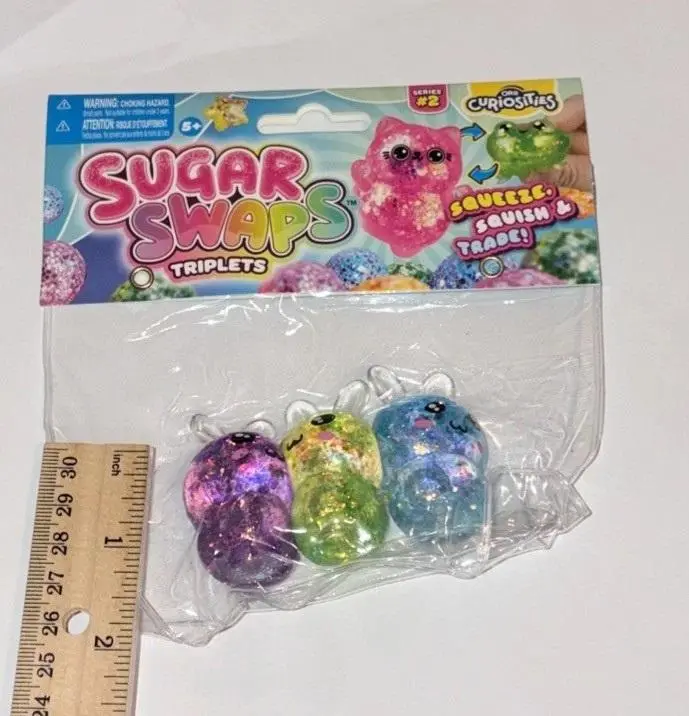 ORB Sugar Swaps Triplets (BUNNIES) Series 2 Curiosities Squishy Toys 3Pk Glitter