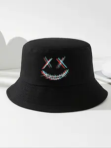 Unisex Smiling Face Expression Pattern Solar Bucket Hat, Casual Outdoor Sun Protection Cap for Men & Women, Fashion Accessories for Daily Wear