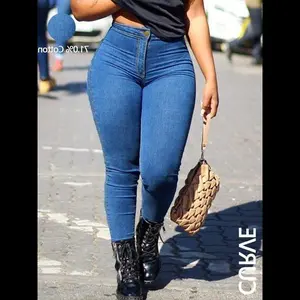 Plus Size Women's Denim Leggings with Elastic Waistband, Built-In Zipper at Mid-Waist for Daily Casual Wear and Machine Washable