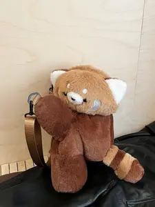 New Panda Plush Coin Backpack, Cute Raccoon Crossbody Bag, Fashionable Shoulder Bag, Large Capacity for Travel, School, Daily Use