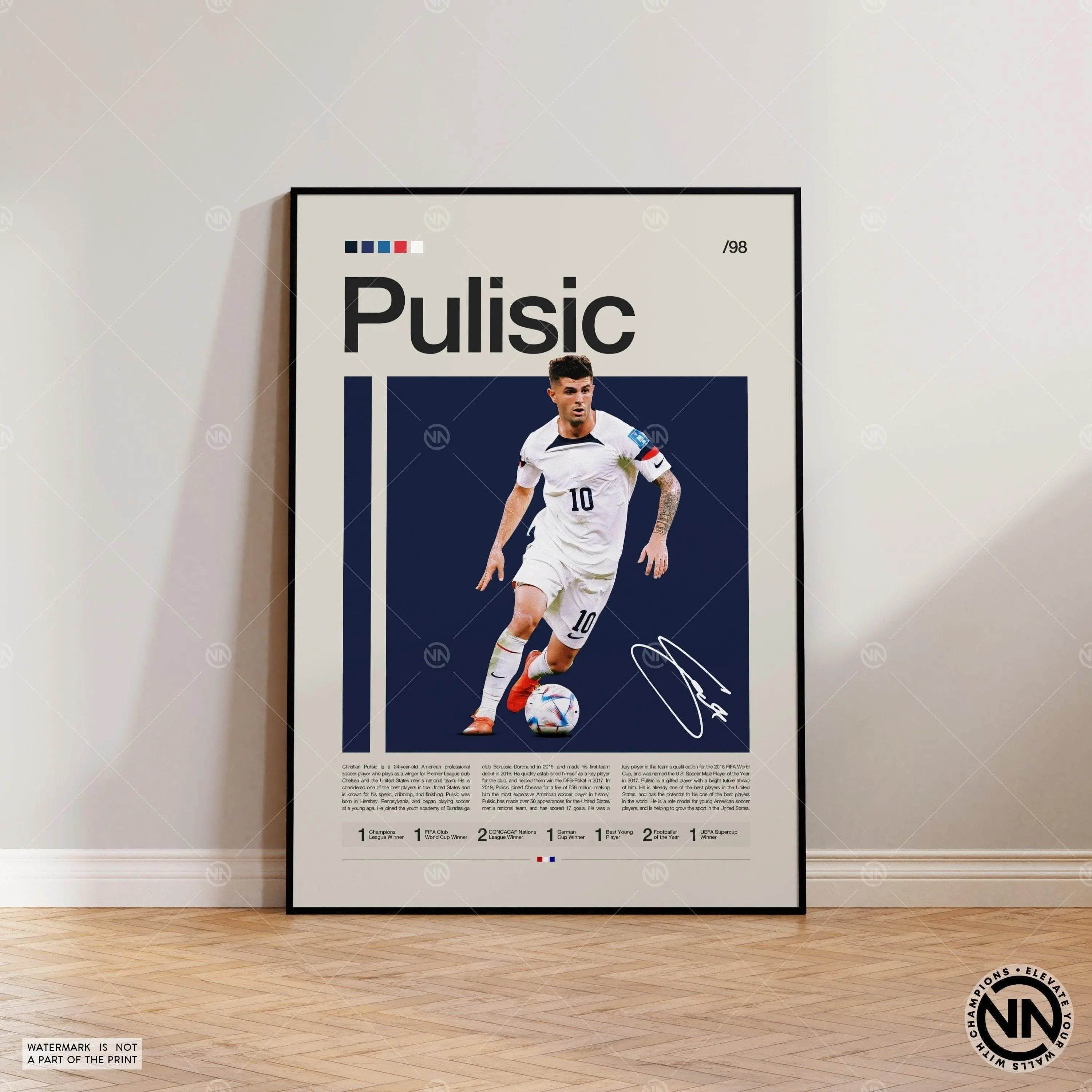 [Sale Off To 40%] [UNFRAMED] Christian Pulisic USMNT Poster, Soccer Player Wall Art, Sports Bedroom Decor