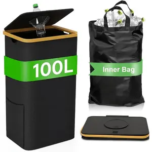 Bottle Recycling Bin Set, Deposit Bottle Collector, Foldable Large Capacity Trash Can, 600D Oxford Fabric, Ideal for Home Kitchen Storage