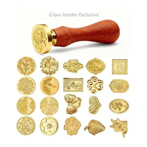 Wax Seal Set, 21 Pieces Vintage Classic Wax Seals Crafting Kit with Wooden Handle, Party Wedding Invitations Envelopes Gift Wrapping Letters (20 Patterns)