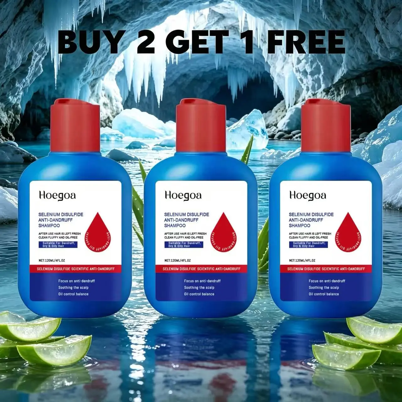 【Buy 2 Get 1 Free】120ml Selenium Disulfide Shampoo (3-Pack), Men's & Women's Anti-Dandruff, Itch Relief, Oil Control & Invigorating Cleanser, Shampoo and Conditioner Alternative for Scalp Health & All Hair in Hair Care Routine