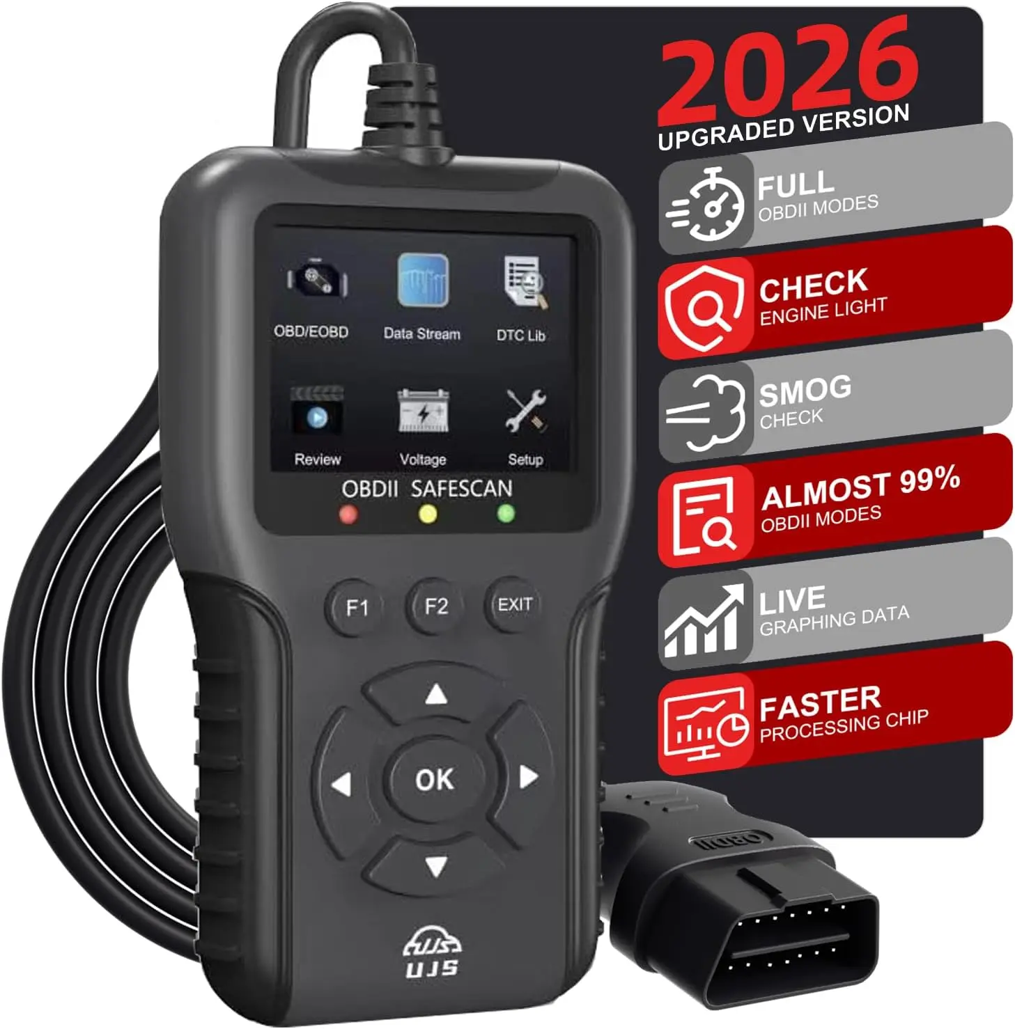 Enhanced Universal OBD2 Scanner Check Engine Light Code Reader 65000+ Fault Codes Live Data Stream IM Readiness Battery Voltage Test Diagnostic Scanner Read Clear Error Codes All OBDII Protocol Cars 1996 Older Newer Vehicles