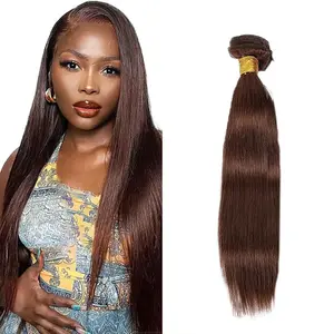 22 Inch#4 Brown Bundles Human Hair Straight 1 Bundle 100 Gram/Bundle Unprocessed Brazilian Virgin Hair Chocolate Brown Straight Bundles Human Hair Extensions