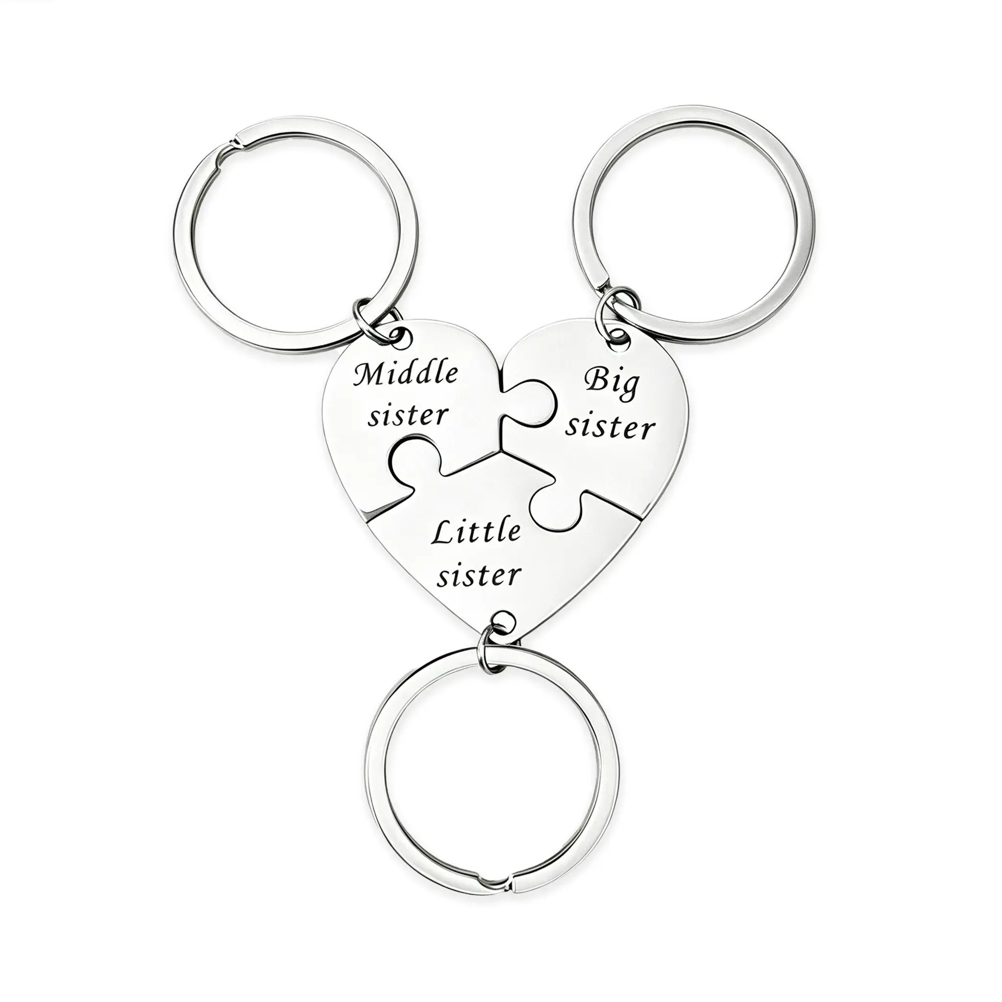Sister Keychains for 3 Sisters Gifts Big Sis Mid Sis Lil Sis Matching Heart Keychain Set Sister Jewelry Gifts