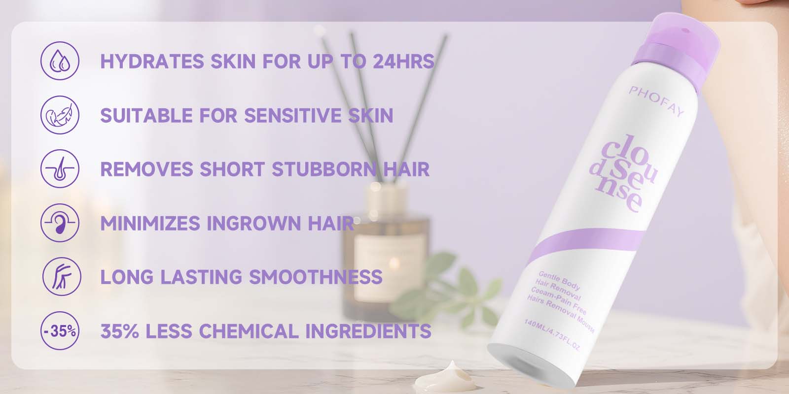 Bikini Pain-Free Hair Removal Cream for Sensitive Skin, Hypoallergenic Formula-Gentle & Fast-Acting Depilatory with Citrus Scent, Aloe & Hyaluronic Acid for Soothing Care, Suitable for Men & Women,backtoschool