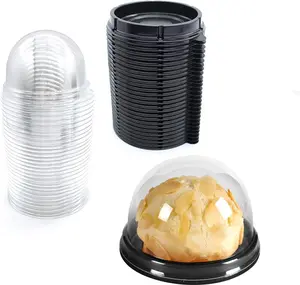 100 pcs Mini Individual Cupcake Container Clear Plastic Mini Cupcake Boxes Disposable Stackable Cupcake Containers for Wedding Display Muffin Party Disposable