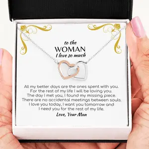 Necklace To The Woman I Love So Much Interlocking Hearts Necklace For Mom Necklace with Message Inside