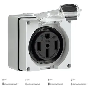 50 Amp RV Power Outlet Box, 125V/250V NEMA 14-50R RV Outlet, Weatherproof Electrical Box with Receptacle Panel, Outdoor Power Box for RV's Campers  Motorhomes, ETL Listed H66OB06