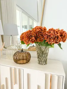 Real Touch Faux Orange Brown Hydrangea Stem