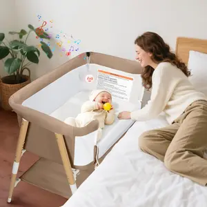 3-in-1 Bedside Bassinet for Newborns | Portable Baby Crib with Adjustable Height, 4 Detachable Wheels & Breathable Mesh