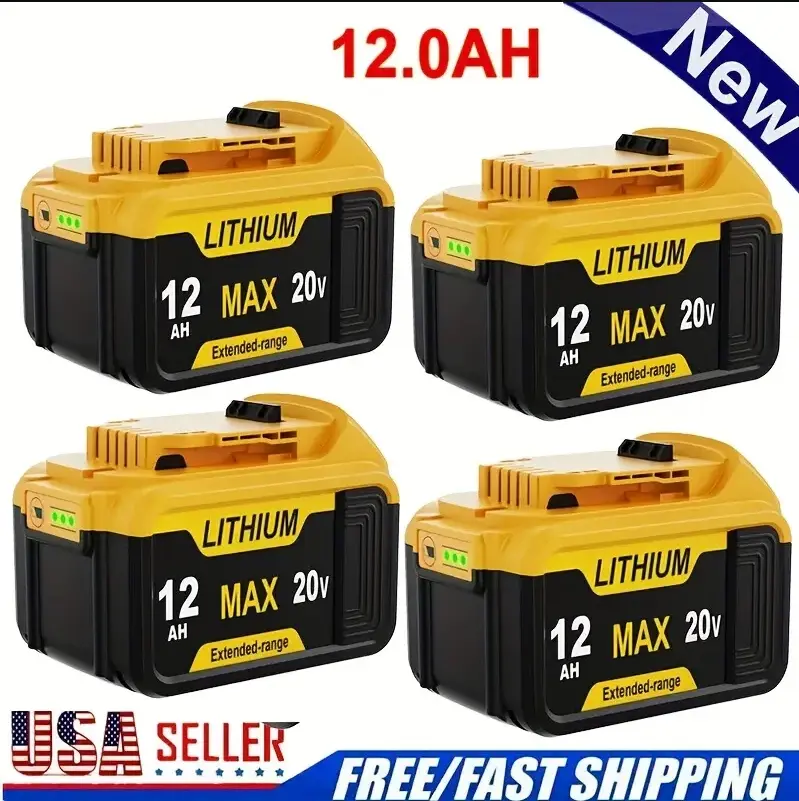12.0Ah 1/2/4PACK Replacement Battery For Dewalt 20V Max Tools (DCB201, DCB200, DCB204, DCB206, DCB203) - Compatible With for dewalt