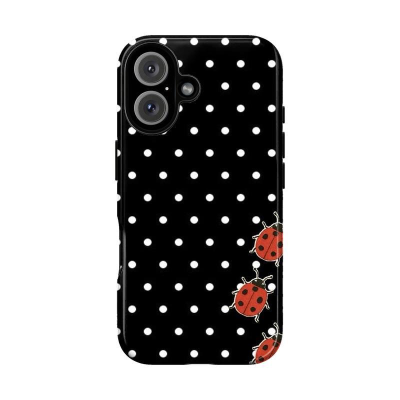 Ladybug Pattern Phone Case Collection – Denim Daisies, Stars, Grid, Polka Dots & Plaid Nature-Inspired Whimsical Aesthetic | Tough Protective Cover | Playful Trendy Gift | Compatible With iPhone 11–17