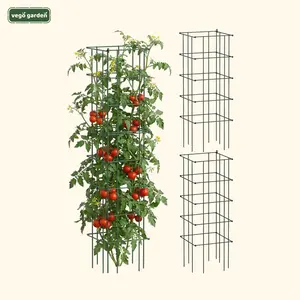 Vego Garden Tomato Cage 16.5" Square Heavy-Duty for Garden & Pots, Rust-Resistant Tomato Stackable Heavy Gauge Plant Cage Trellis Support for Climbing Vegetables Plants