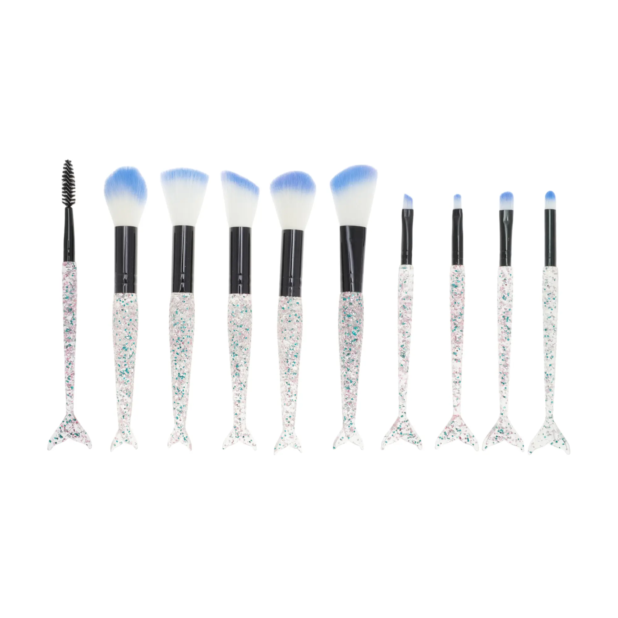 VOCOSTE 10 Pcs Mermaid Makeup Brush Set for Bathroom