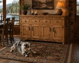 Arroyo Crest Buffet in Light Finish with Wood Top – Rustic Farmhouse Sideboard