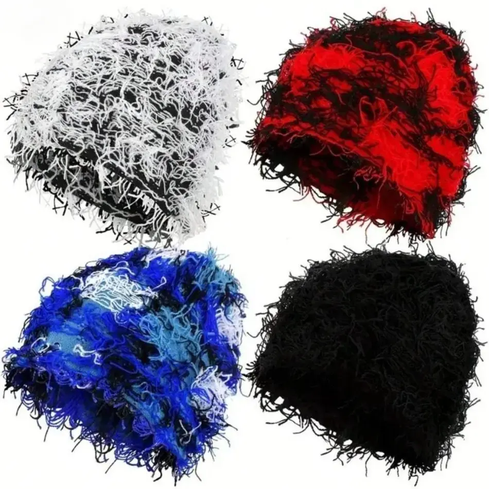 1pc Distressed Camouflage Fuzzy Beanie for Men Thick Knit Winter Cap Warm & Cozy Headgear for Skiing & Outdoor Use Stylish Addition to Your Fall & Winter Wardrobe