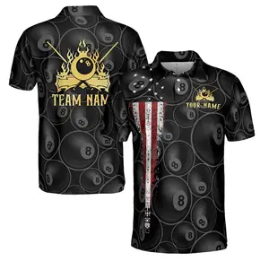 3D Billiards 8-Ball Polo Shirt – Cool Billiard Player, Top Style! Fabric Menswear