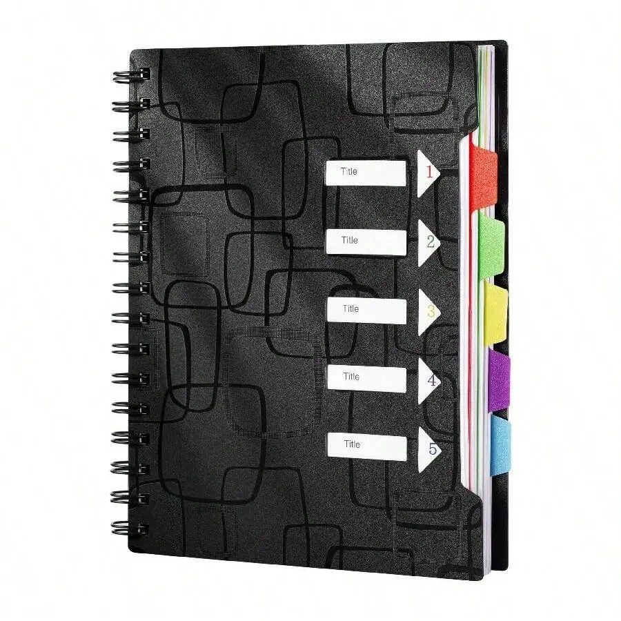 5 Subject Work Notebook With Dividers, 240 Pages Spiral Bound Notepad, College Ruled Paper, Dividers Included, A5 Size, Ideal for School Office Supplies, Planner Notebook, Student Essentials, Spiral Notebooks