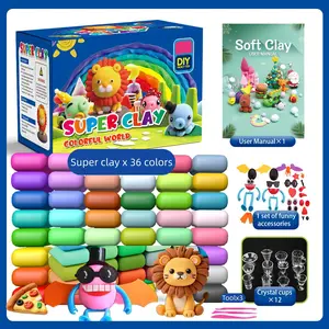 36 Color Ultra-Light Clay Set with Tools, Funny Expression Accessories, Decorative Cups, DIY Handmade Polymer Clay Kit