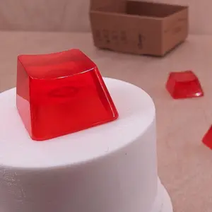 ResinKeyWorks Orange Blank 1U Accent Keycaps, Transparent Hand Polished Resin OEM Caps with MX stems