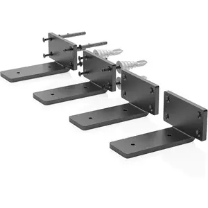 4 Pack Floating Shelf Bracket 4 Inch, Heavy Duty  L Brackets, DIY Rustic Industrial Shelf Brackets with Modern Iron Finish(Black)