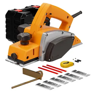 Electric woodworking planer, used for wood planing, with adjustable planing thickness. Suitable for furniture creation, DIY handmade hobbies, and carpentry work.