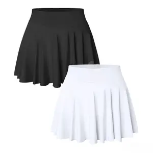 ABC Women 2 Piece Skirts 2 in 1 Flowy Cheeky Short Skirts Stretchy Flared Casual Mini Skirts Girl Bottom Womenswear Ladies Skirtswomen Solid Color Skort White Skort